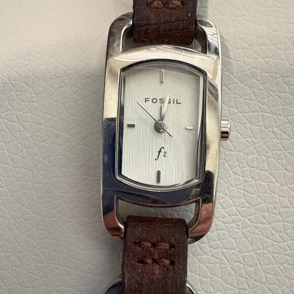 Fossil Watch with Brown Leather Band and Fossil Leather Key Fob - Picture 3 of 9